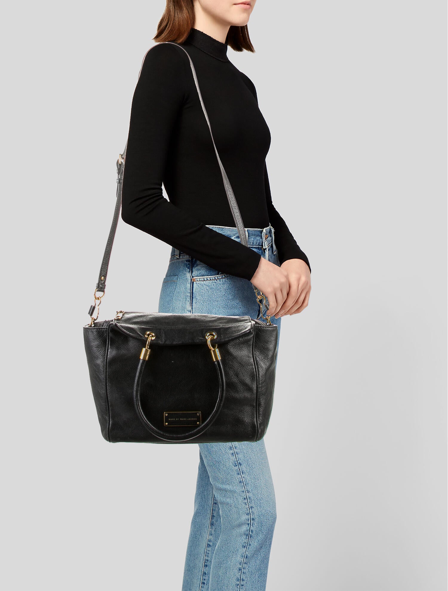 Marc Jacobs Leather Shoulder Bag Black Shoulder Bags, Handbags