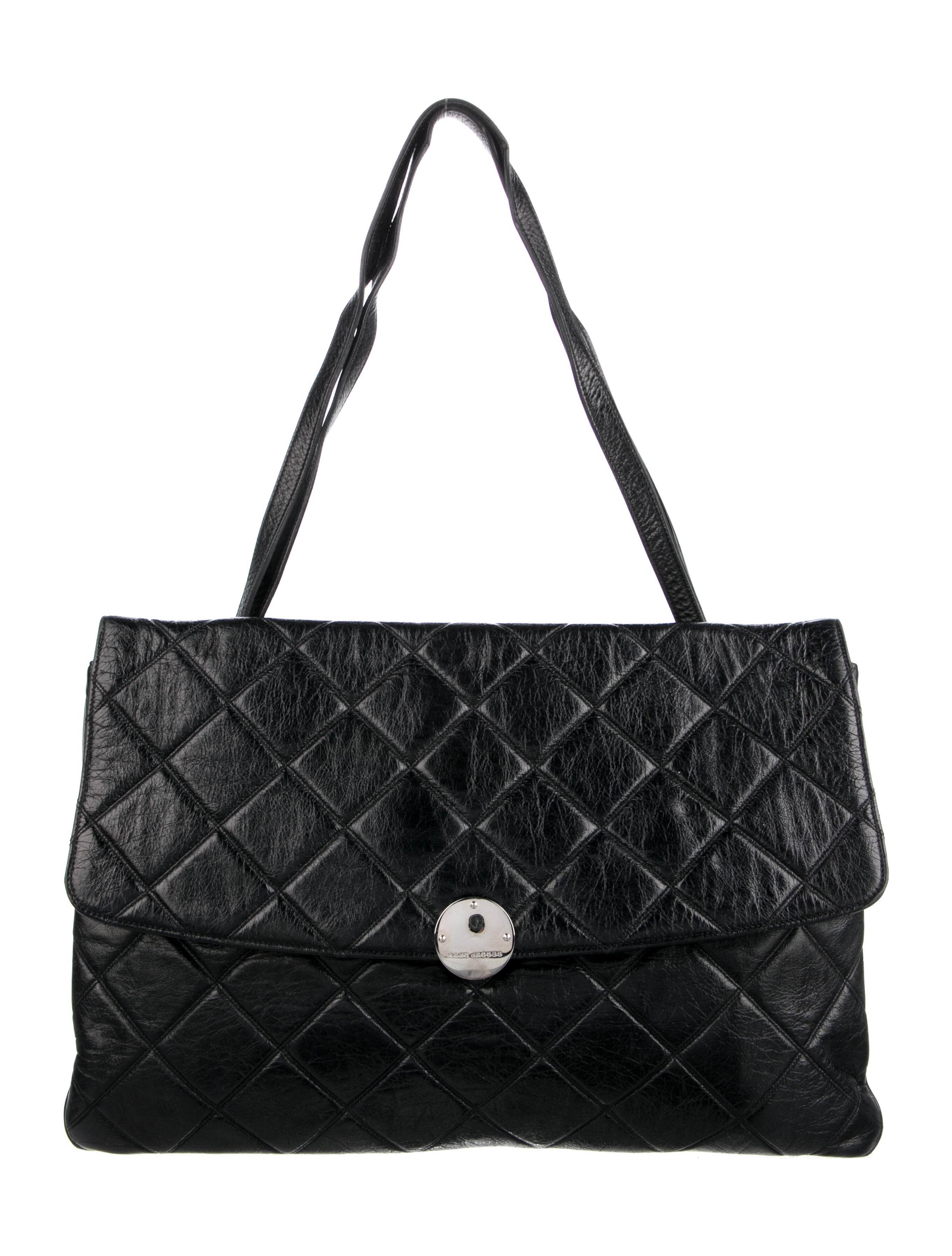 Marc Jacobs Quilted Patent Leather Bag Black Shoulder Bags, Handbags