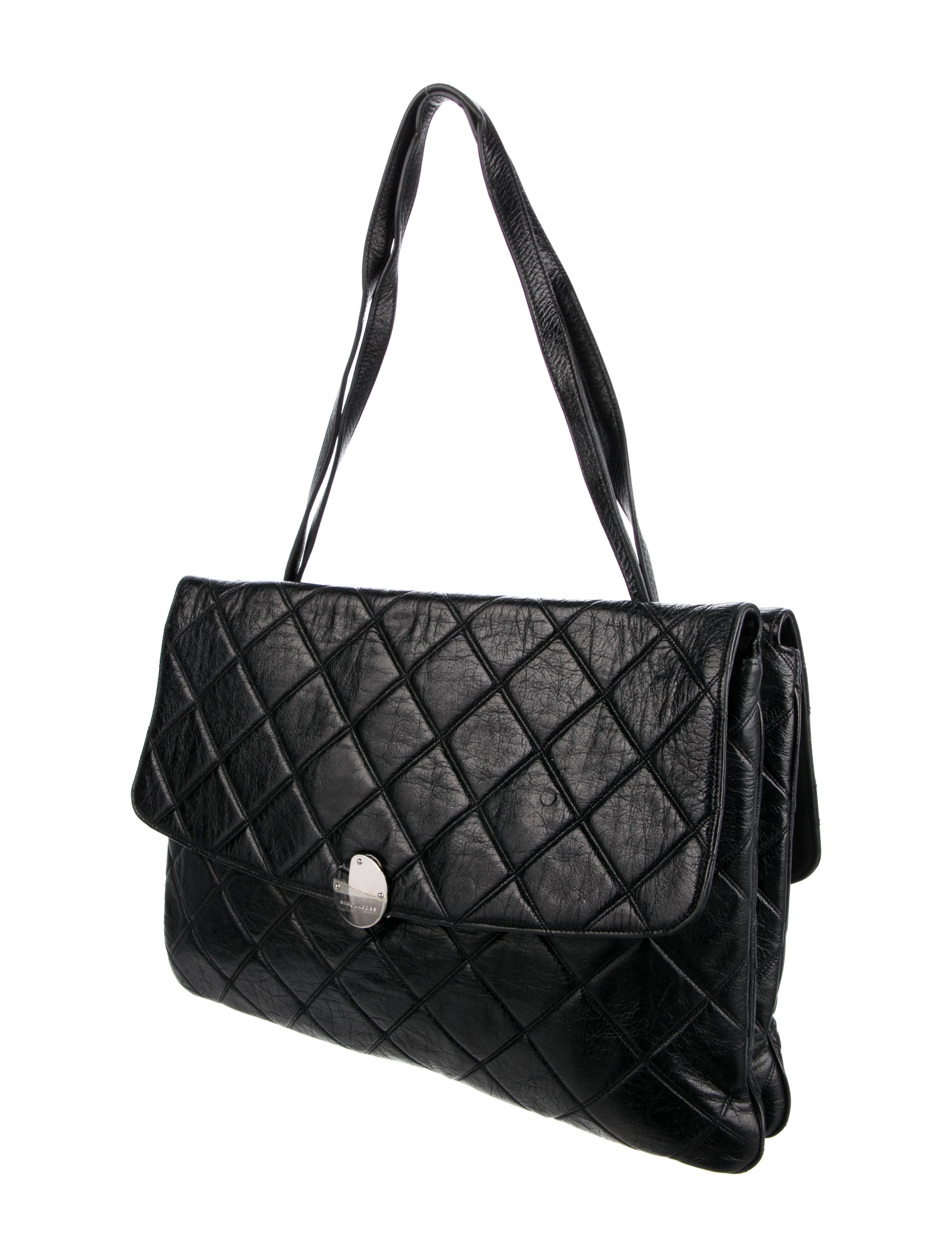 Marc Jacobs Quilted Patent Leather Bag Black Shoulder Bags, Handbags
