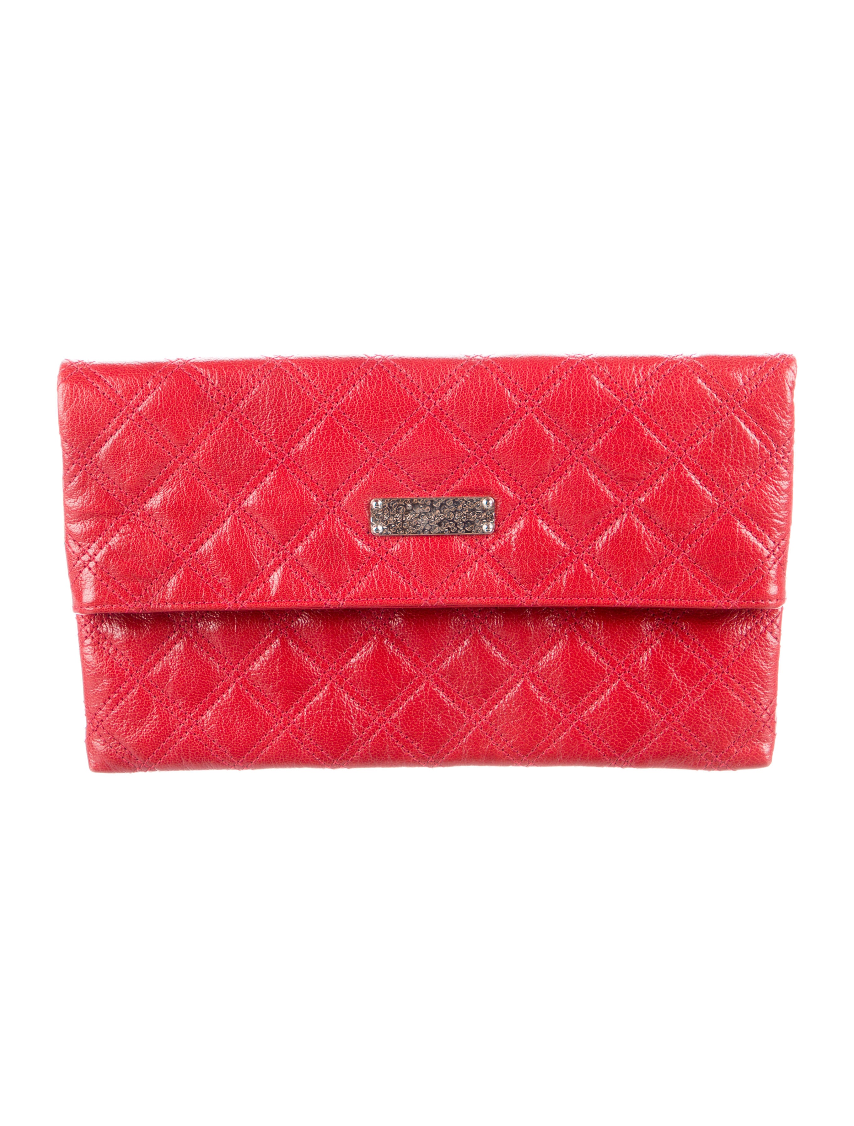Marc Jacobs Leather Clutch Red Clutches, Handbags MAR164745 The