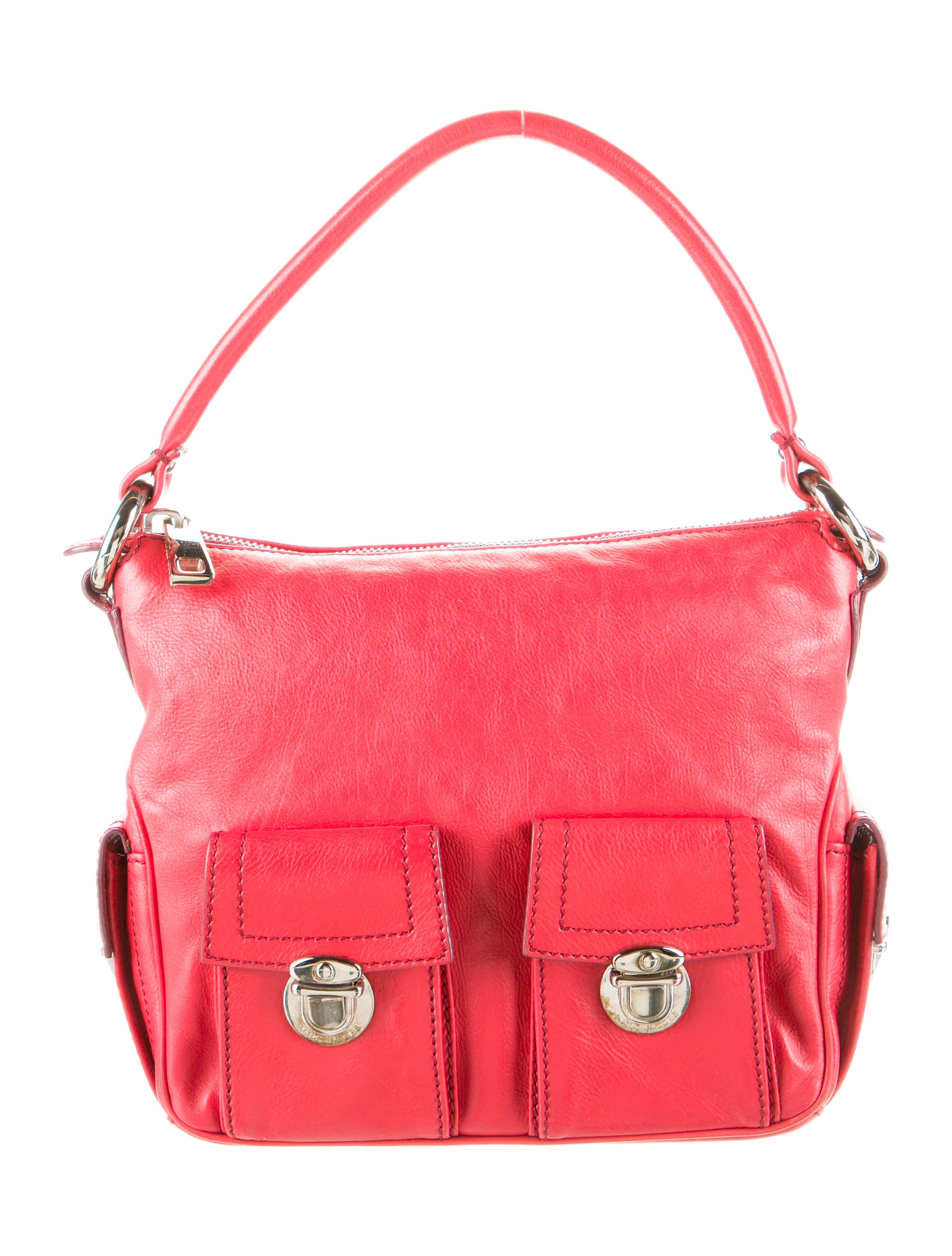 Marc Jacobs Leather Shoulder Bag Red Shoulder Bags, Handbags