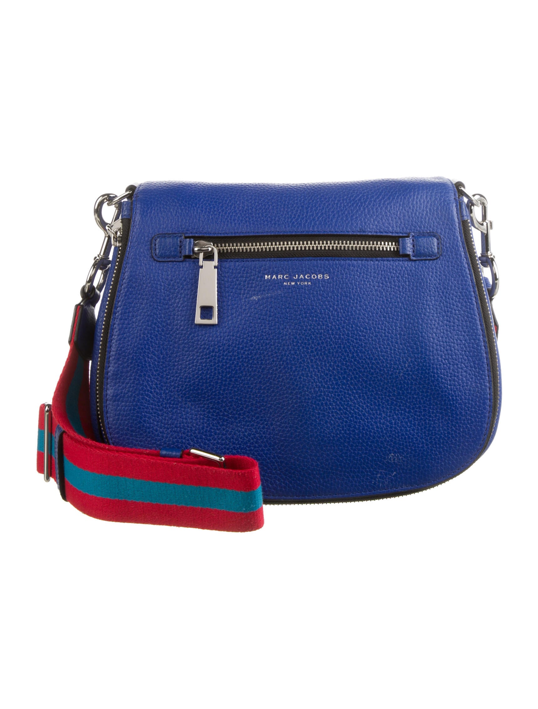 Marc Jacobs Pebbled Leather Crossbody Blue Crossbody Bags, Handbags