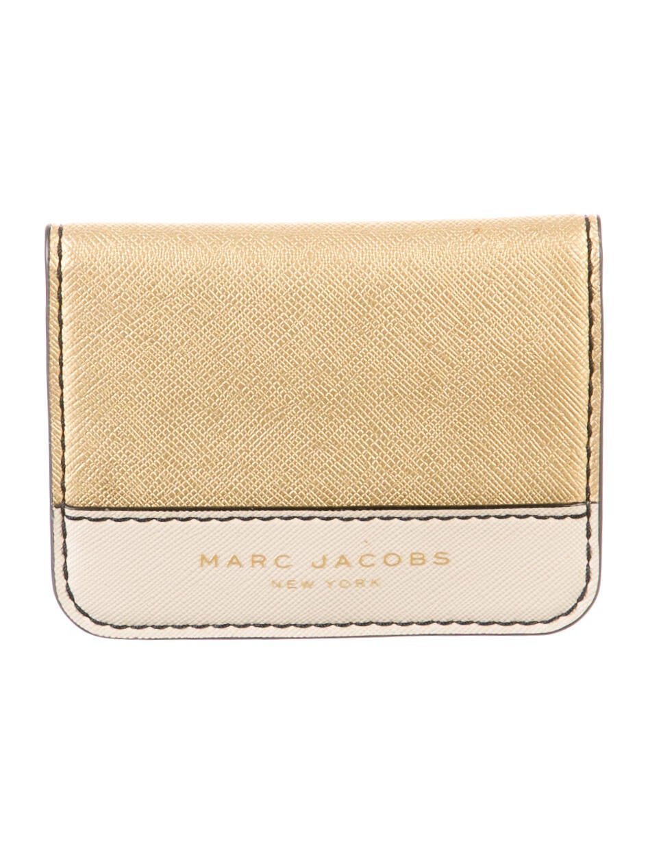 Marc Jacobs Leather Colorblock Pattern Wallet Gold Wallets