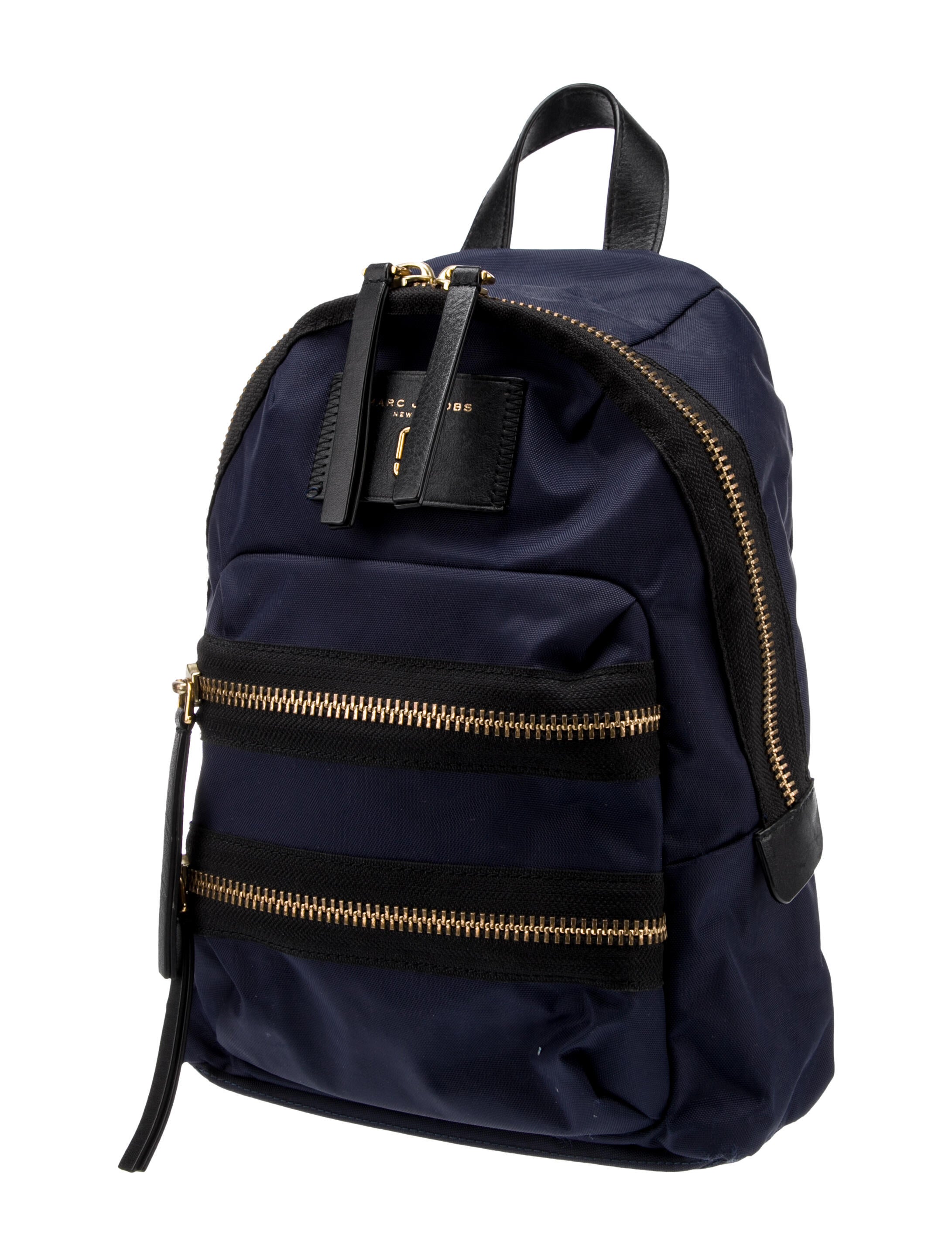 Marc Jacobs Leather Trim Nylon Backpack Blue Backpacks, Handbags