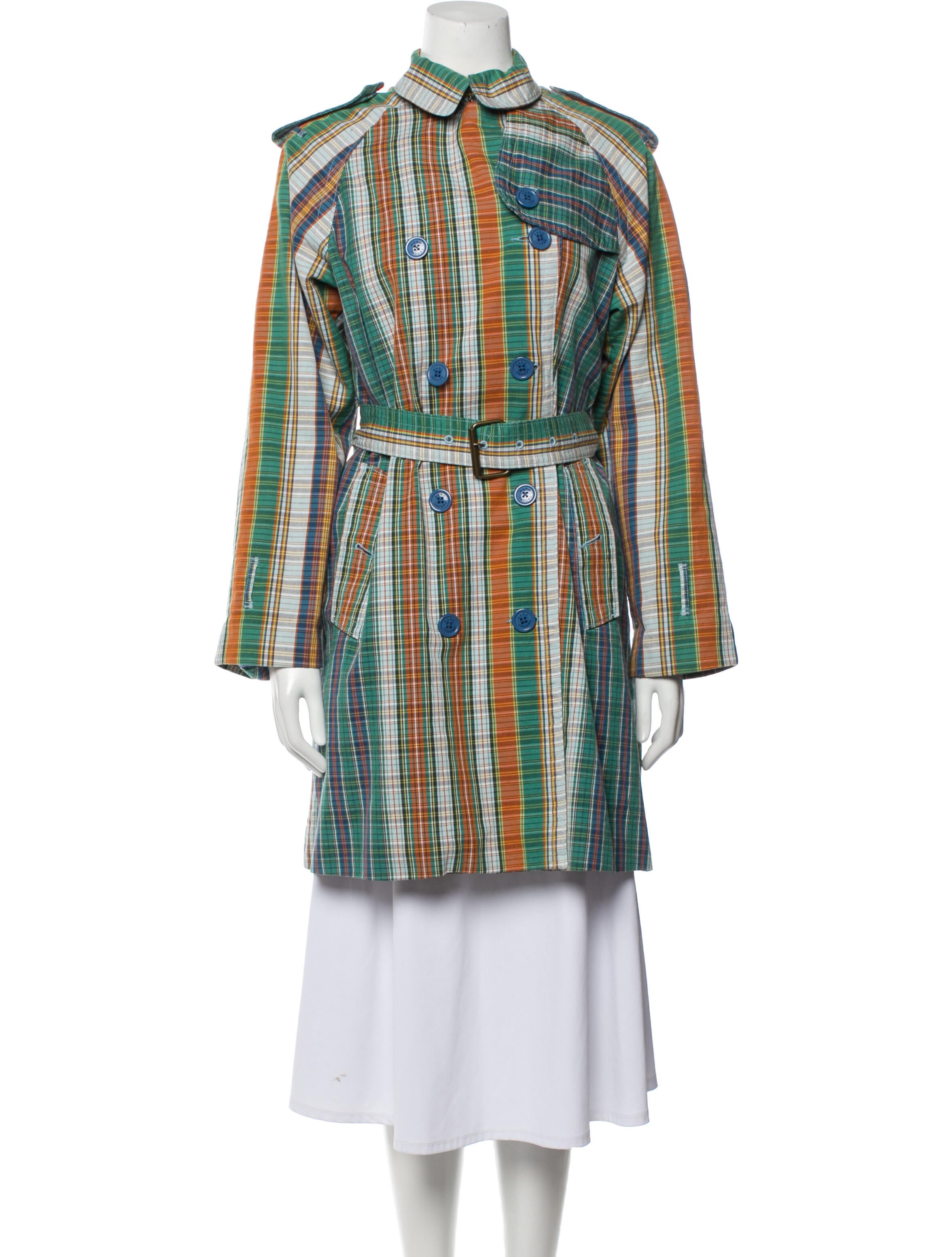 Marc Jacobs Plaid Print Trench Coat