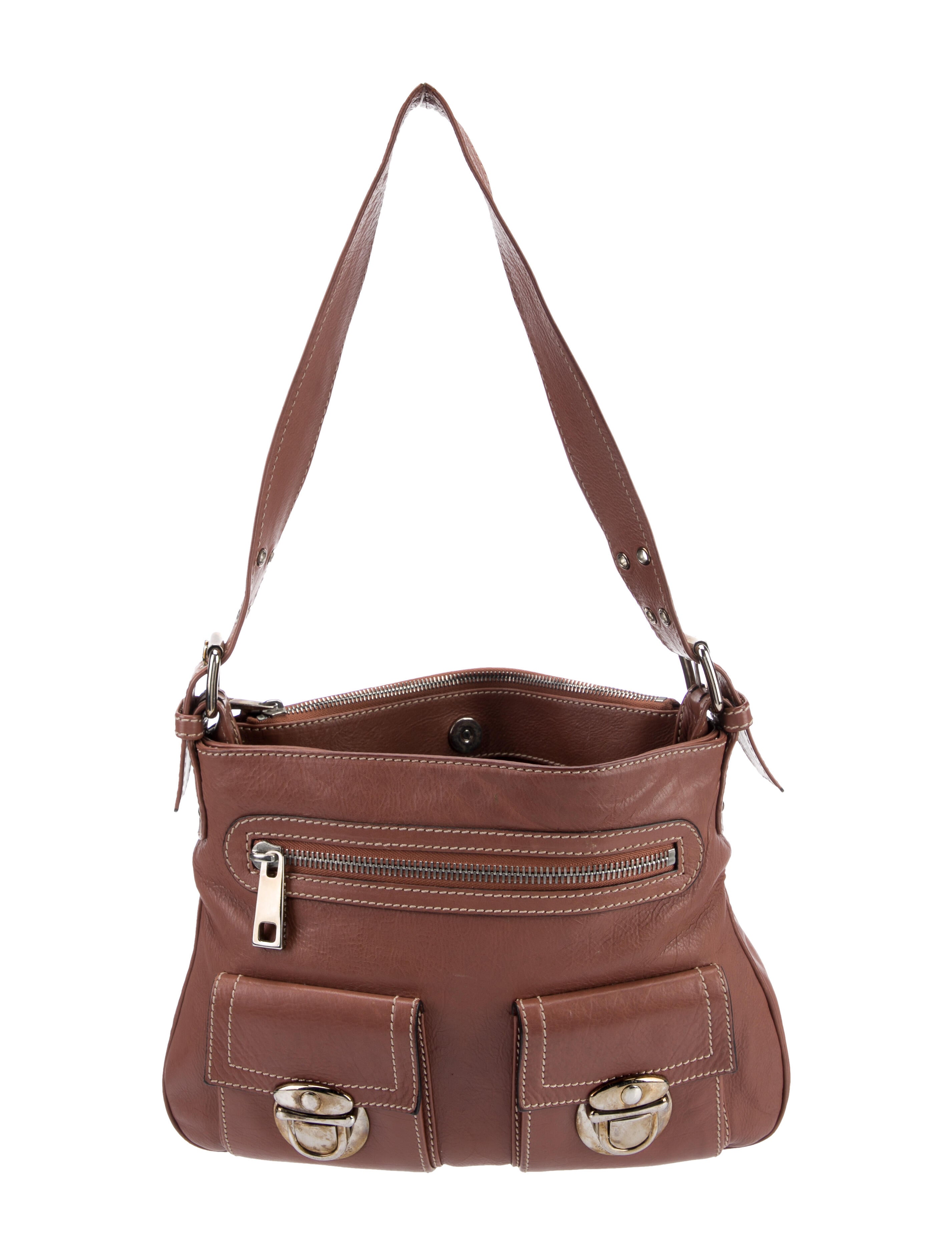Marc Jacobs Textured Leather Shoulder Bag Brown Shoulder Bags
