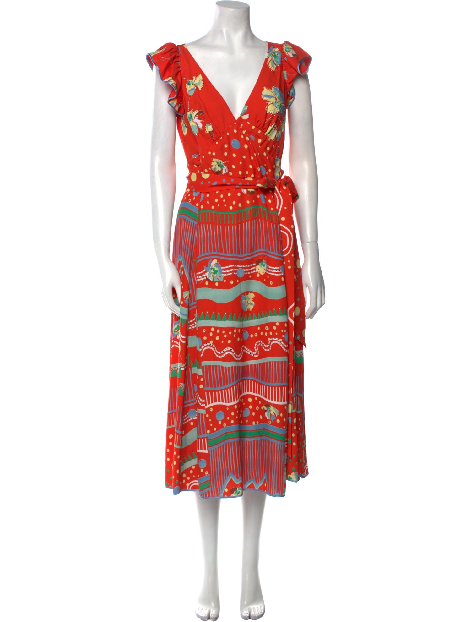 Marc Jacobs Printed Long Dress - Orange Dresses, Clothing 