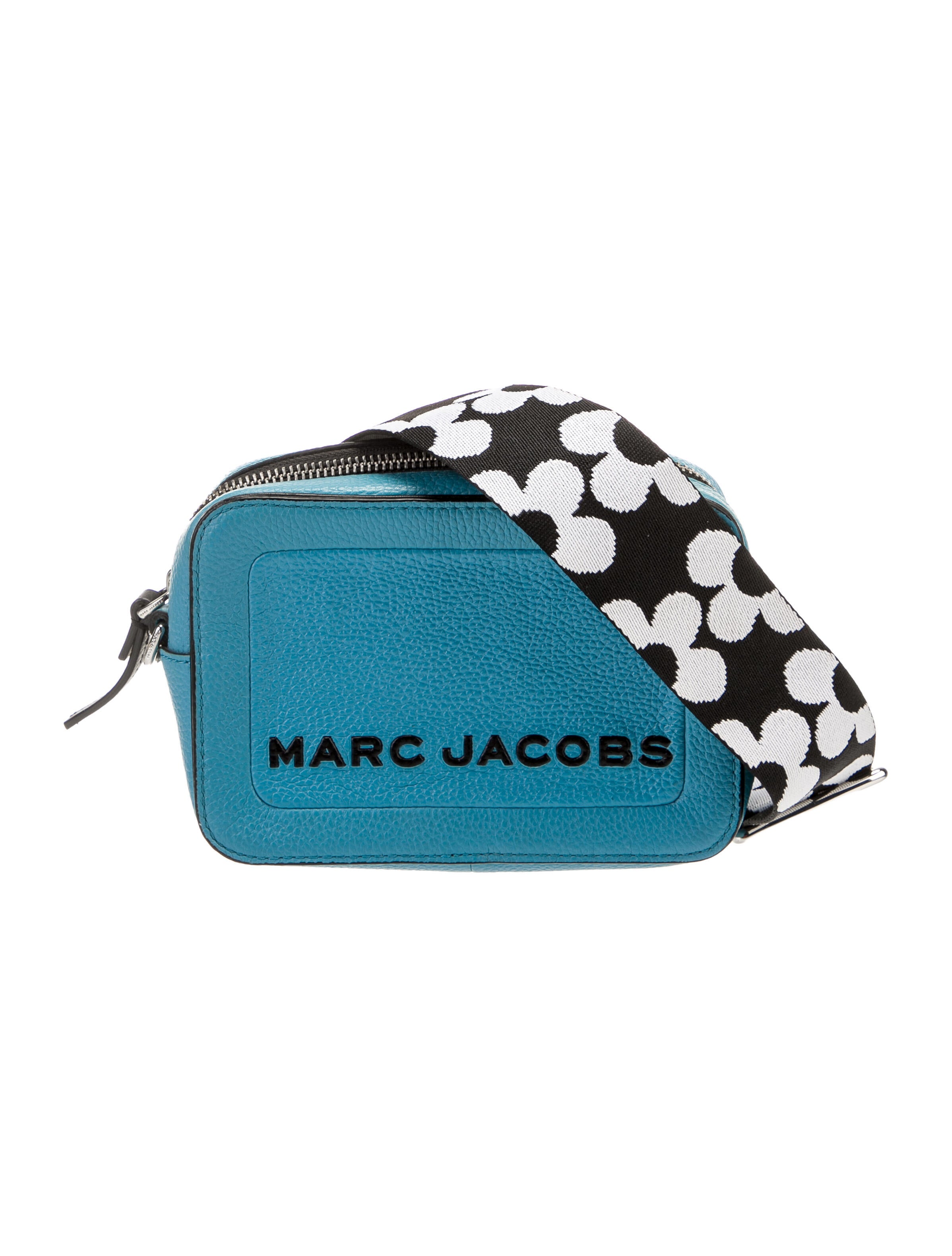 Marc Jacobs SilverToned Leather Crossbody Bag Blue Crossbody Bags