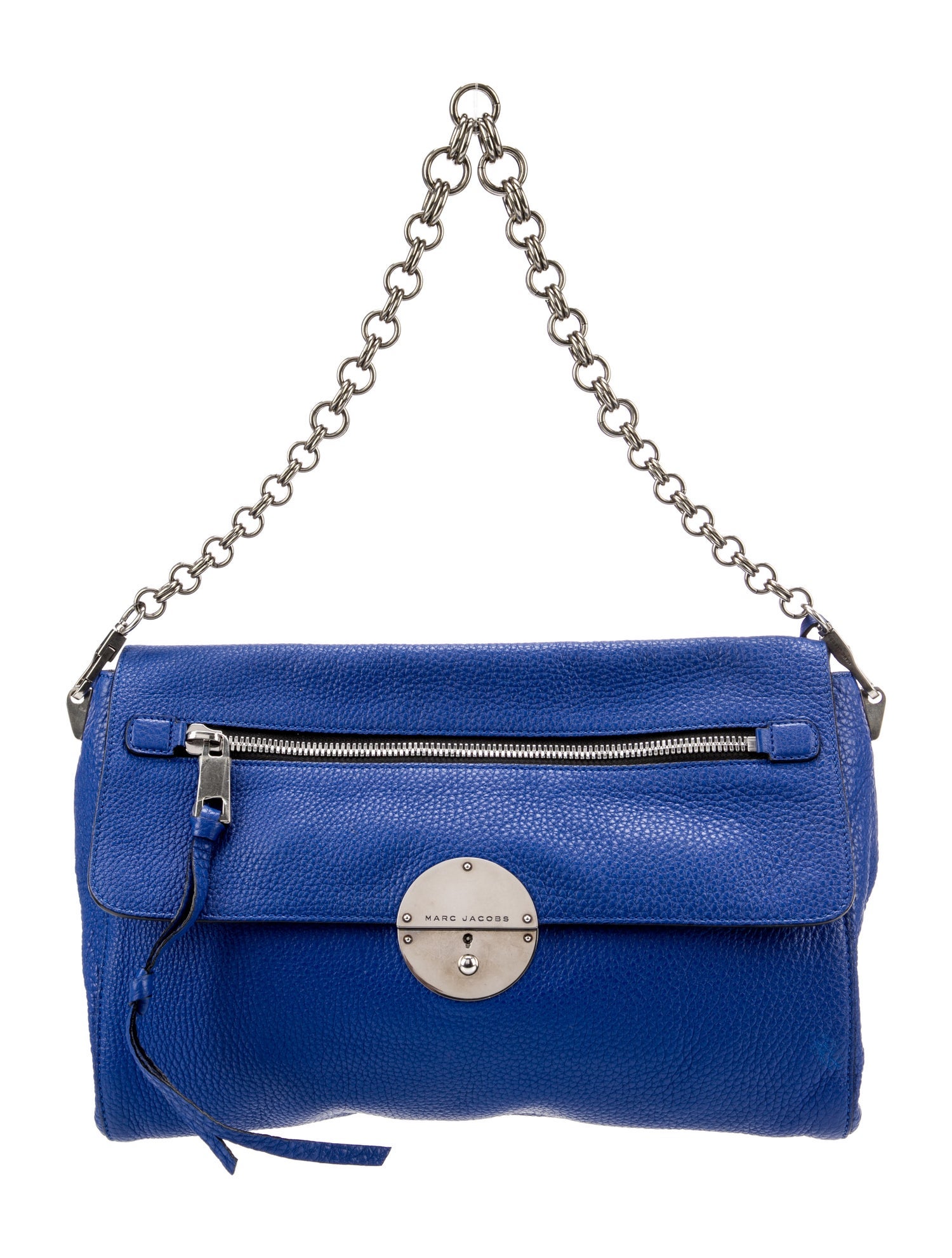 Marc Jacobs Chain-Linked Leather Shoulder Bag - Blue Shoulder Bags