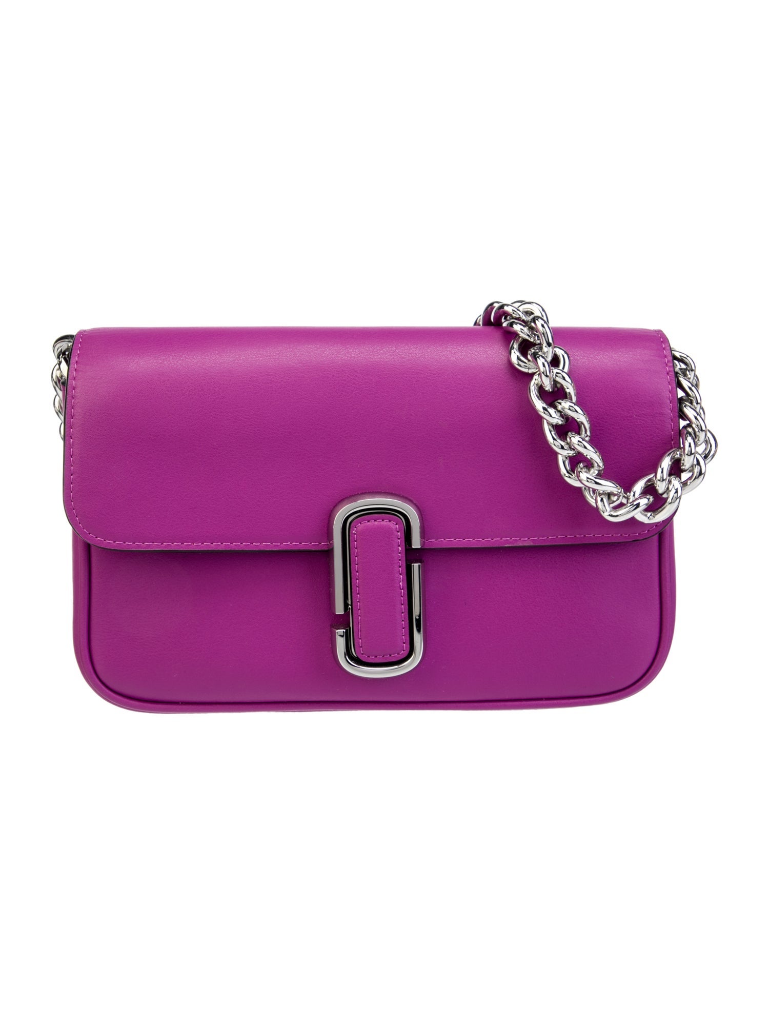 Marc Jacobs Leather Flap Shoulder Bag Purple Shoulder Bags, Handbags