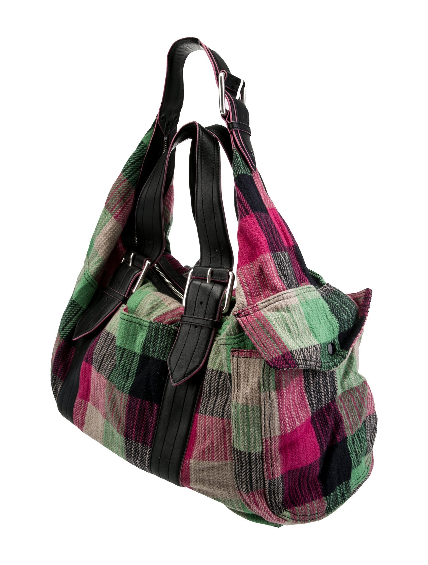 Marc Jacobs Plaid Leather Trimmed Weekender Neutrals Luggage and Travel Handbags MAR193097