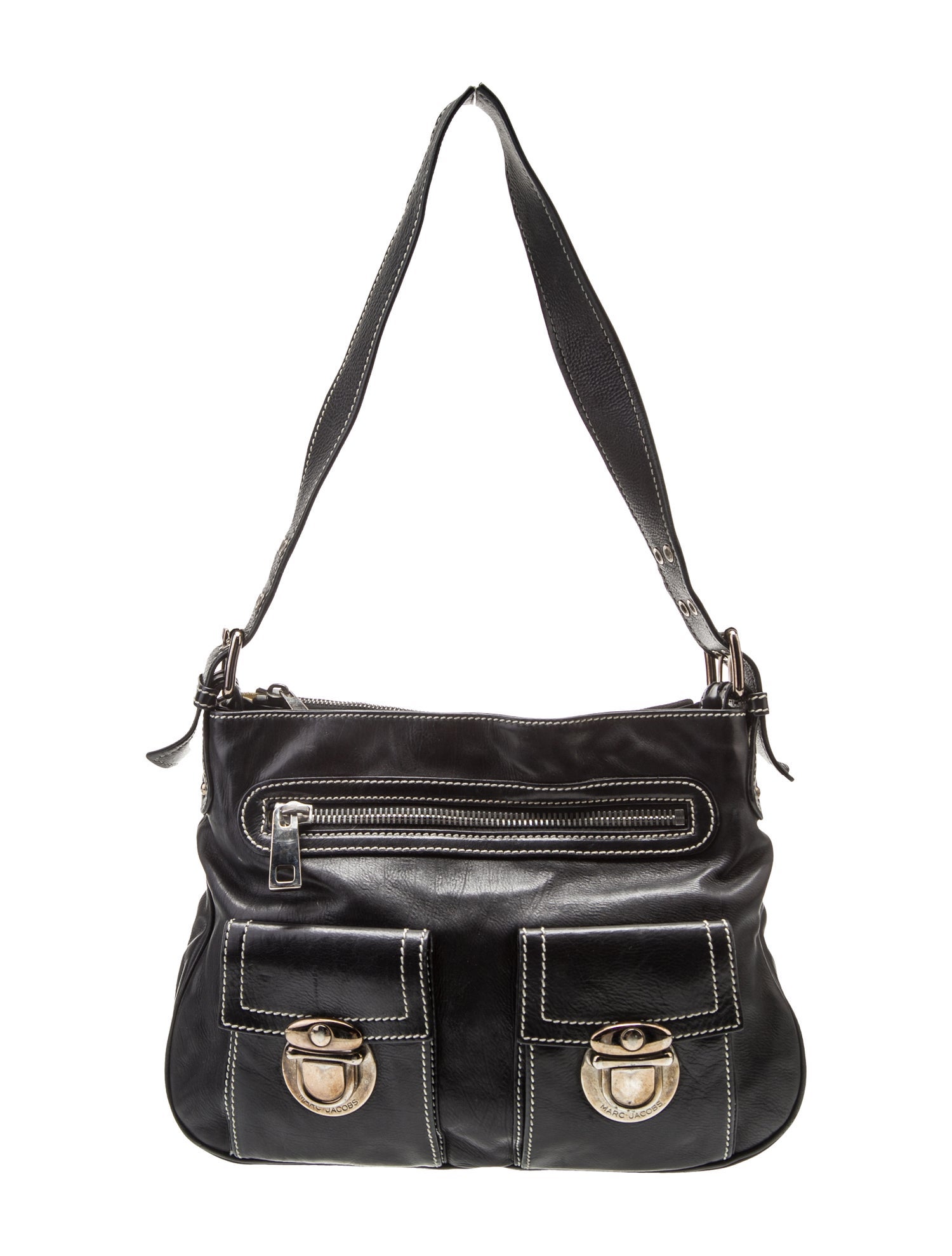バッグ MARC JACOBS leather sholder bag archive Marc Jacobs Vintage Turns Lock Black Leather Shoulder Bag