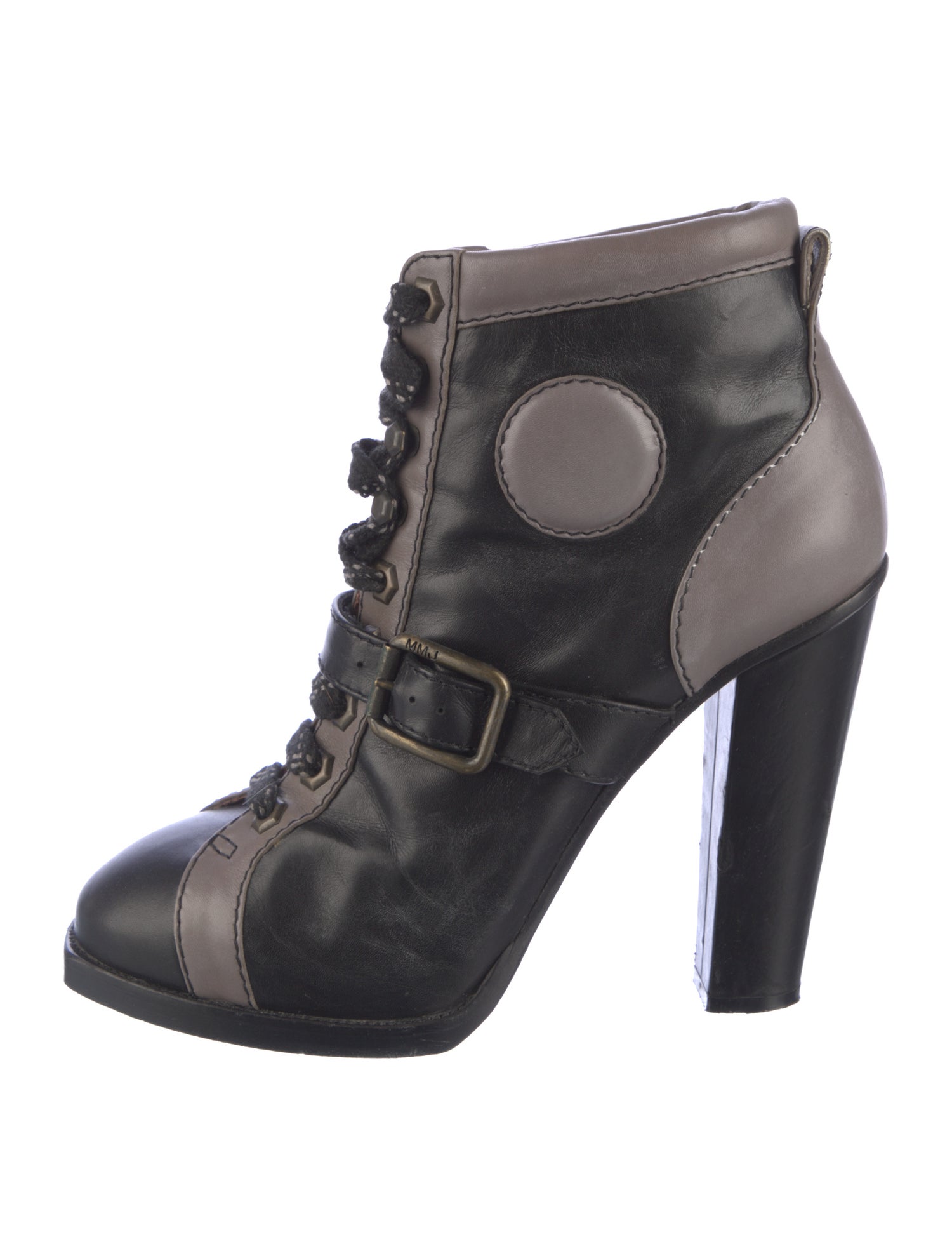 Marc by Marc Jacobs Leather Colorblock Pattern Lace-Up Boots