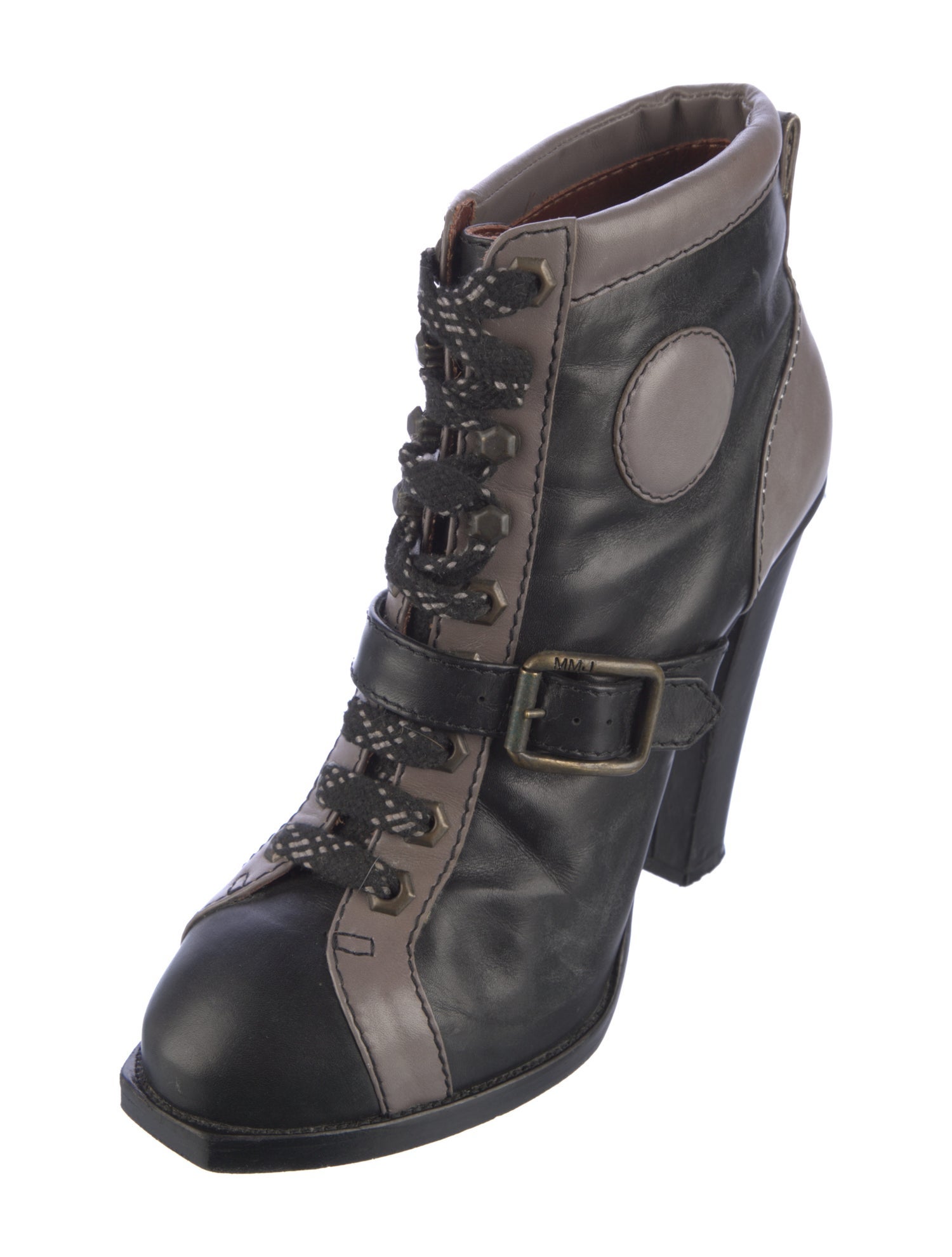 Marc by Marc Jacobs Leather Colorblock Pattern Lace-Up Boots