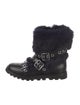 Marc Jacobs Leather Fur Trim Combat Boots