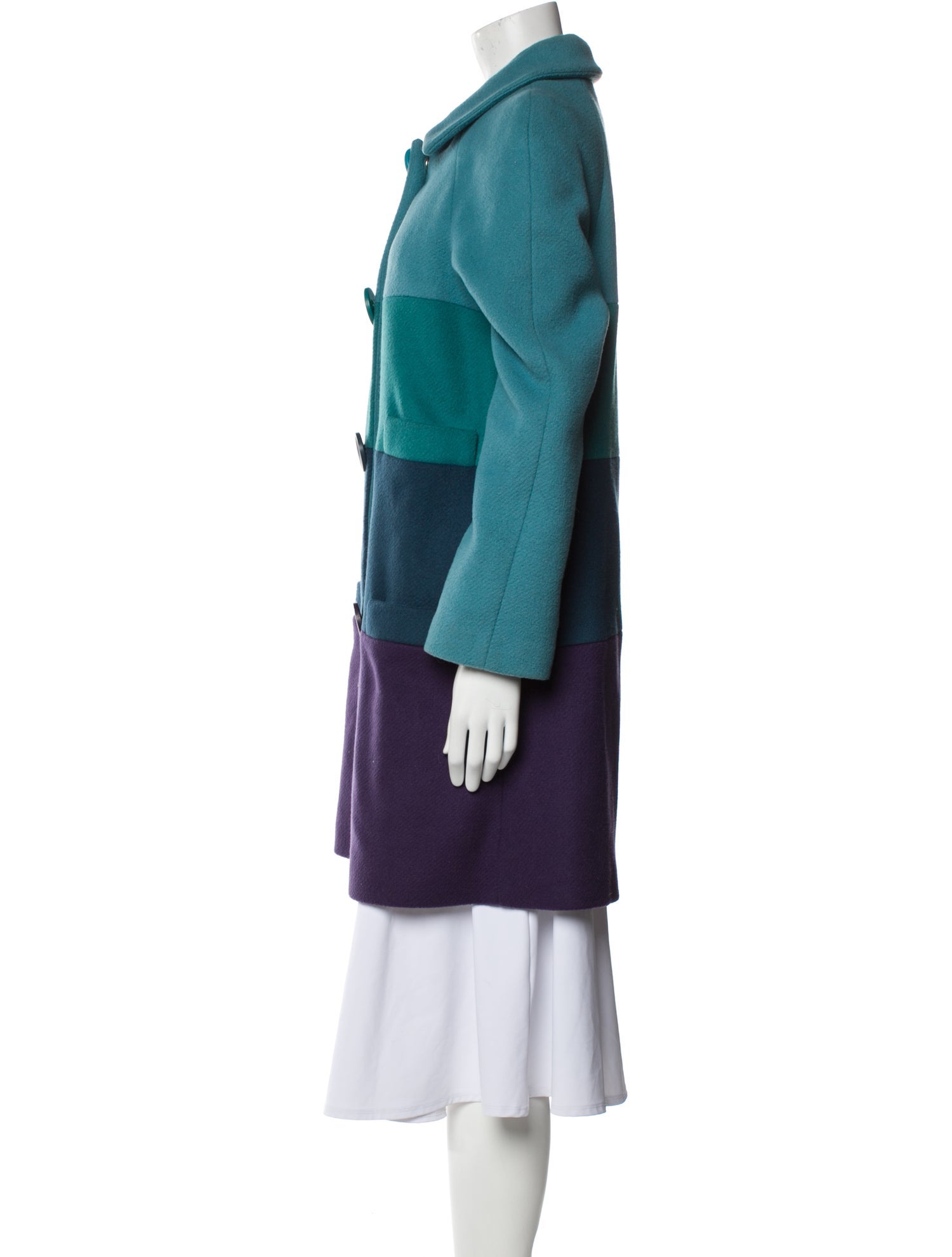 Marc Jacobs Wool Colorblock Pattern Coat