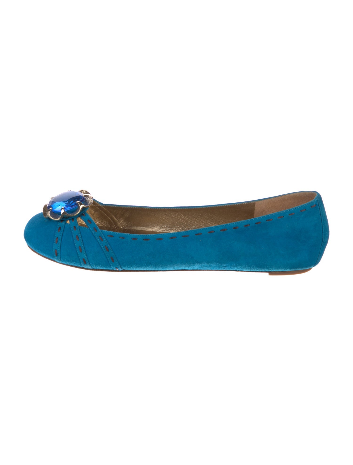 Marc Jacobs Suede Crystal Embellishments Ballet Flats