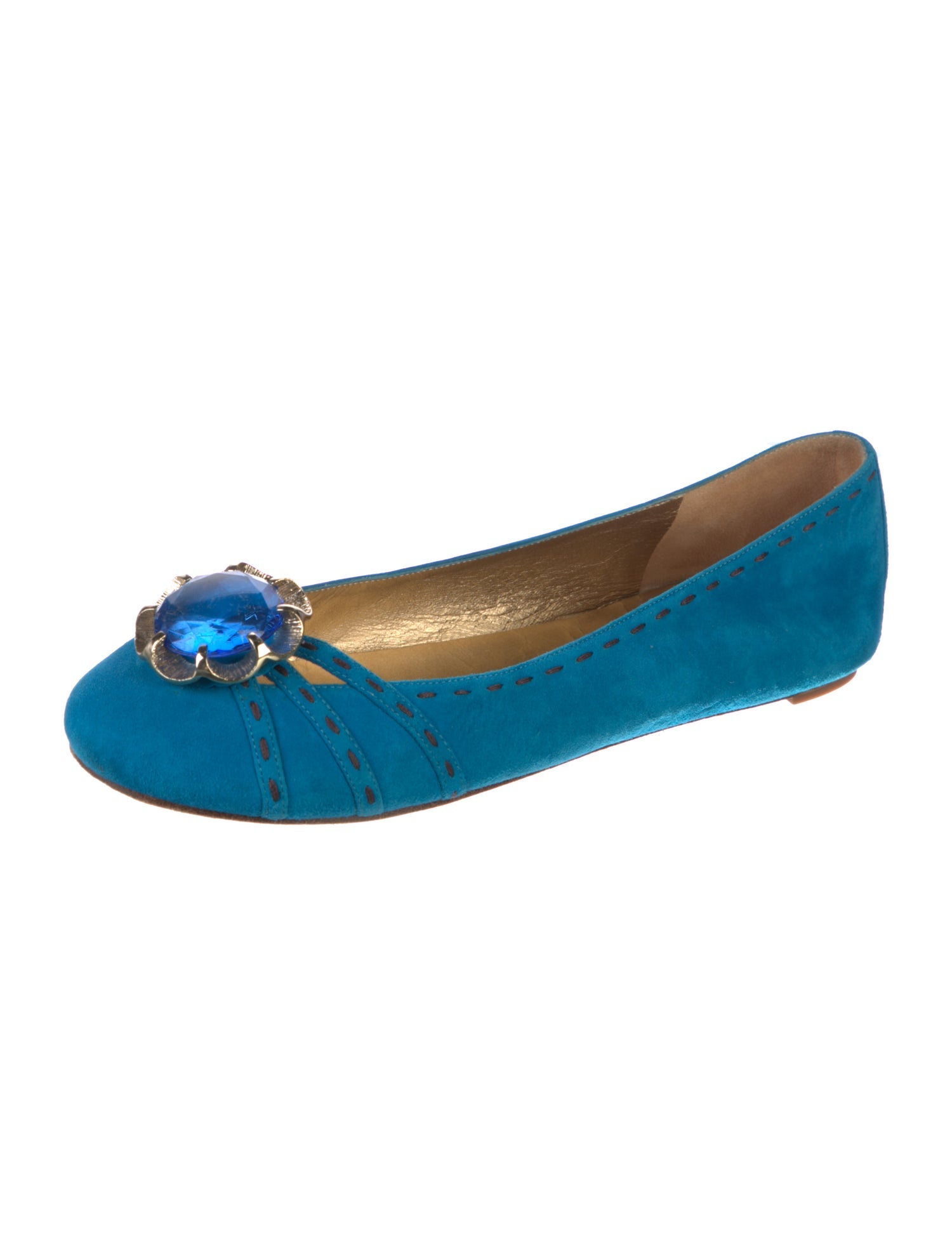 Marc Jacobs Suede Crystal Embellishments Ballet Flats