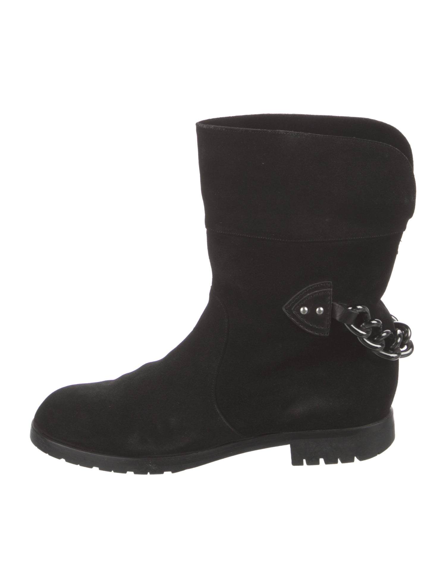 Marc Jacobs Suede Chain-Link Accents Moto Boots