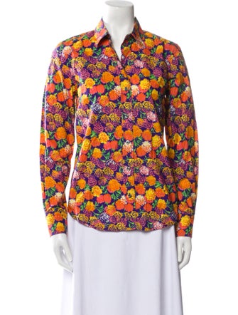 Marc Jacobs Floral Print Long Sleeve Button-Up Top
