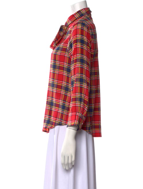 Marc Jacobs Silk Plaid Print Button-Up Top