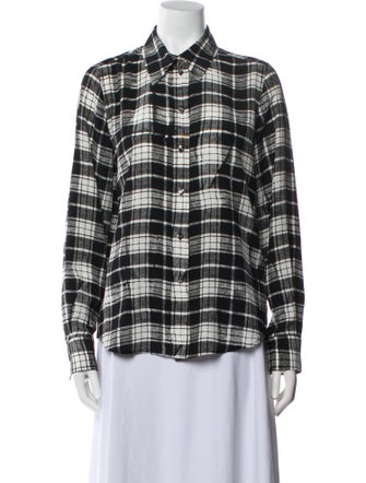Marc Jacobs Silk Plaid Print Button-Up Top