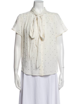 Marc Jacobs Silk Polka Dot Print Button-Up Top