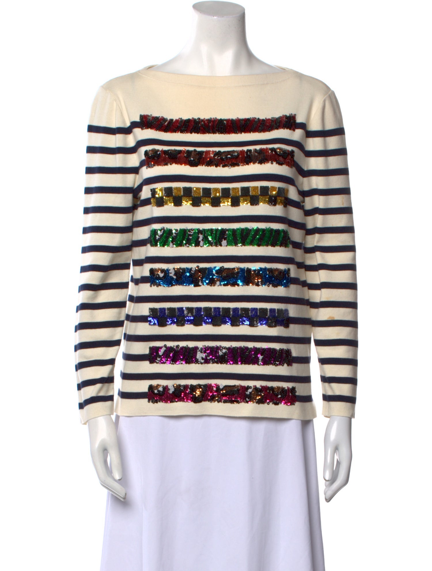 Marc Jacobs Striped Bateau Neckline Sweater