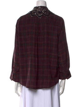 Marc Jacobs Silk Plaid Print Button-Up Top