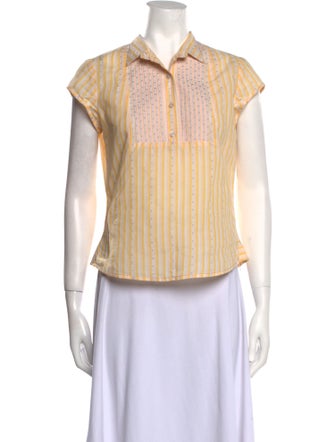 Marc Jacobs Striped Short Sleeve Button-Up Top