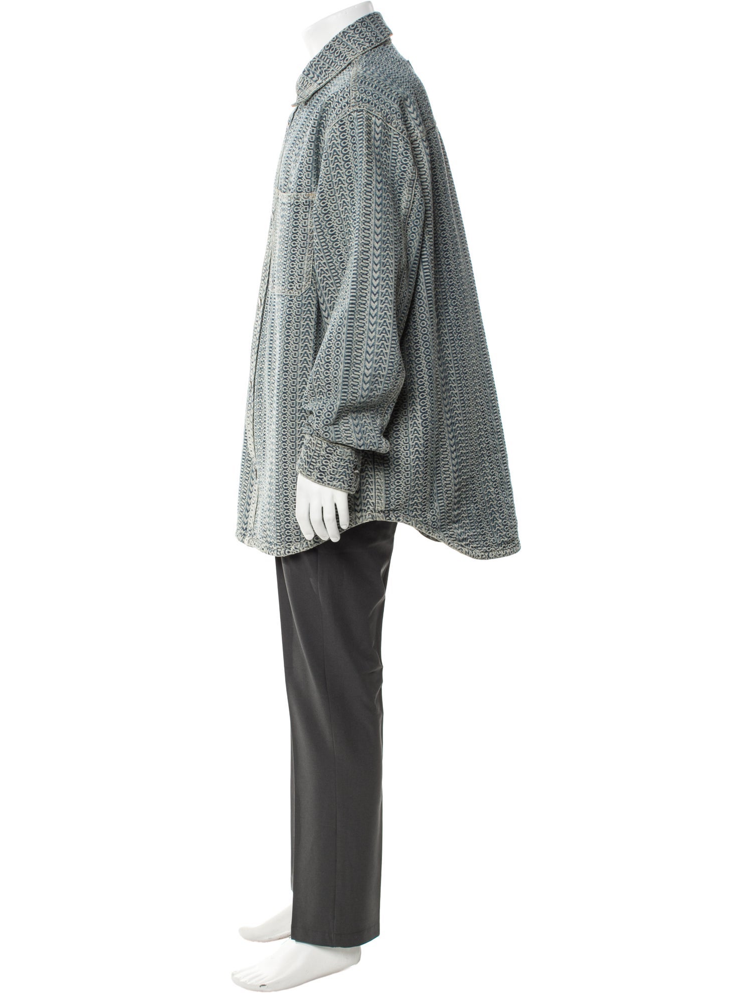 Marc Jacobs Jacquard Print Denim Overshirt Plaid Print Coat