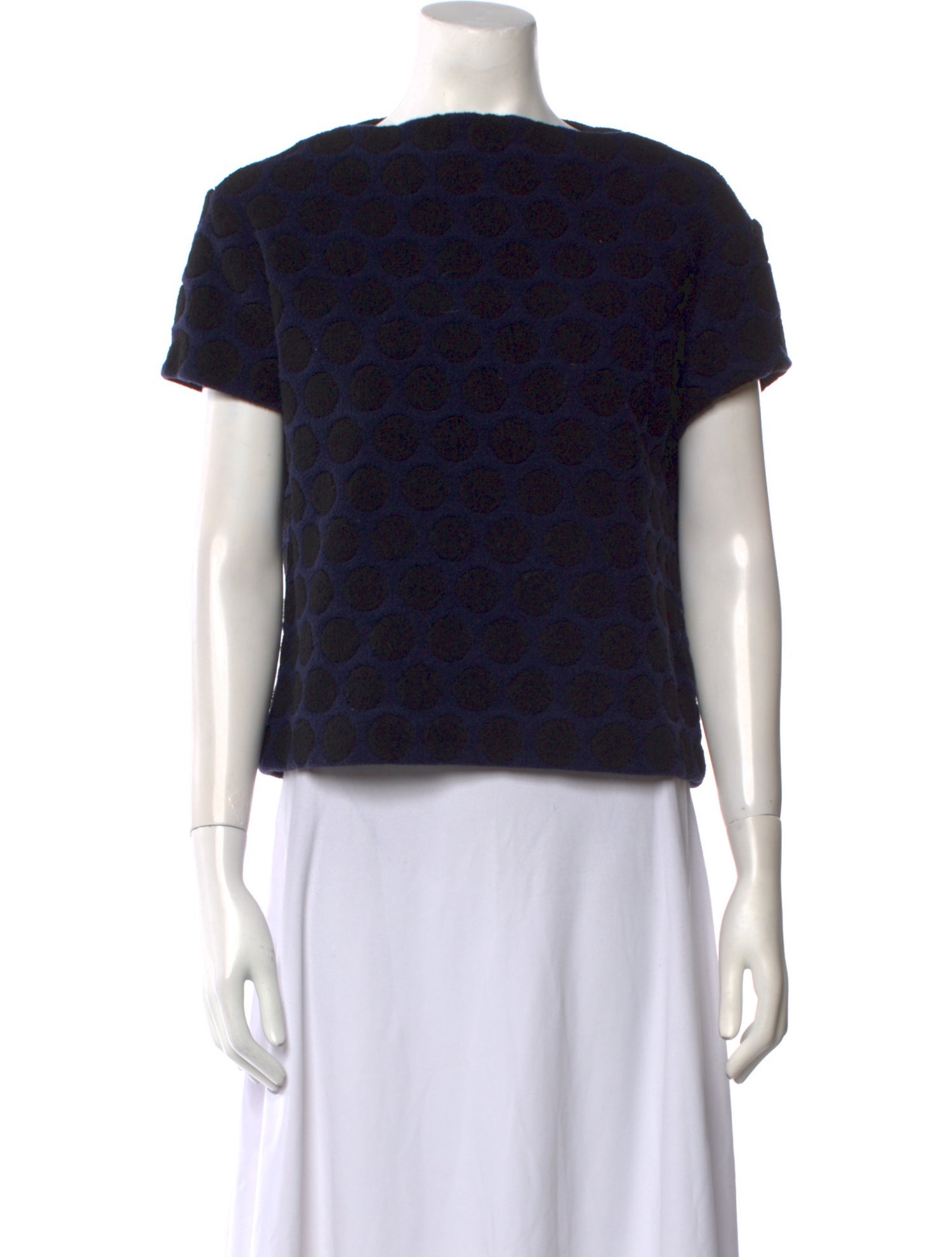 Marc Jacobs Polka Dot Print Bateau Neckline Crop Top