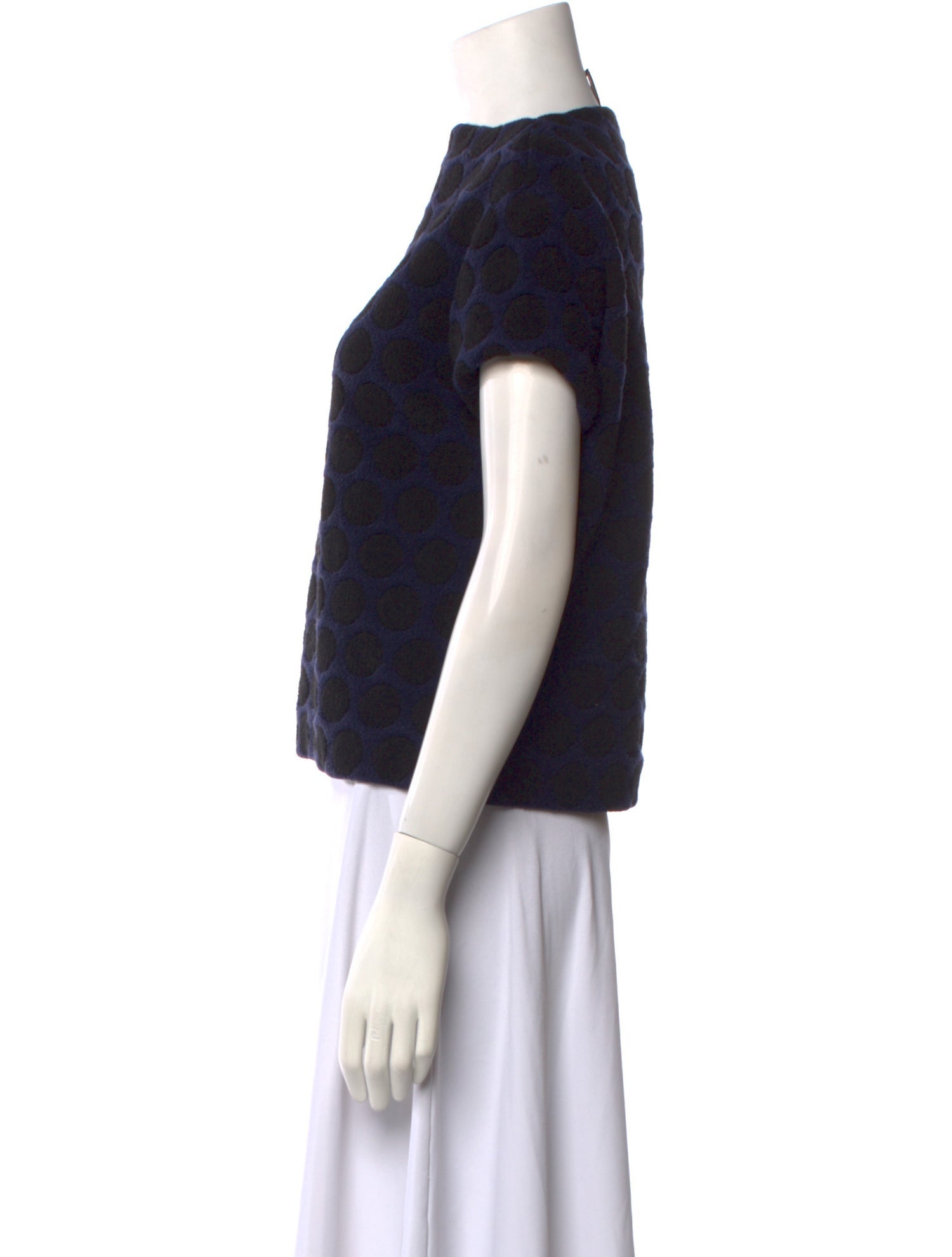 Marc Jacobs Polka Dot Print Bateau Neckline Crop Top