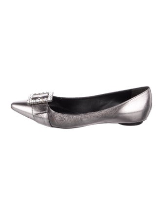 Marc Jacobs Leather Crystal Embellishments Ballet Flats
