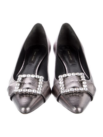 Marc Jacobs Leather Crystal Embellishments Ballet Flats