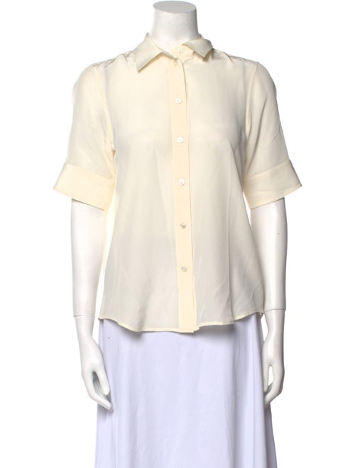 Marc Jacobs Silk Short Sleeve Button-Up Top