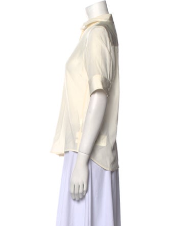 Marc Jacobs Silk Short Sleeve Button-Up Top