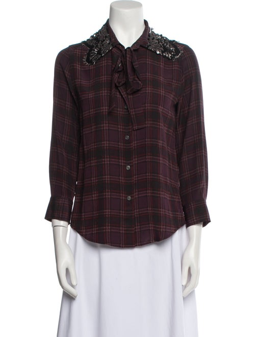 Marc Jacobs Silk Plaid Print Button-Up Top