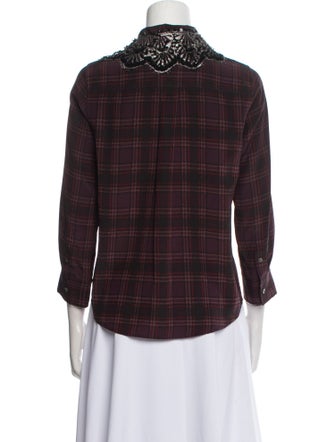 Marc Jacobs Silk Plaid Print Button-Up Top