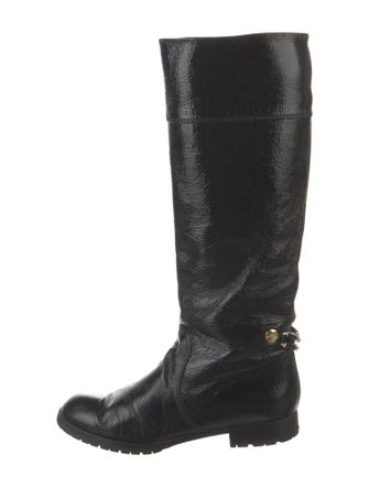 Marc Jacobs Patent Leather Chain-Link Accents Riding Boots