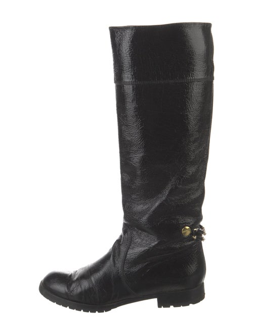 Marc Jacobs Patent Leather Chain-Link Accents Riding Boots