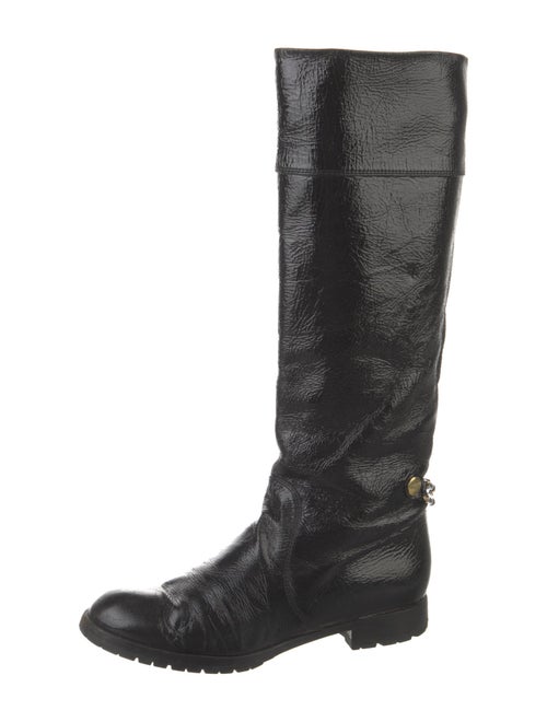 Marc Jacobs Patent Leather Chain-Link Accents Riding Boots
