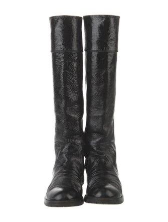 Marc Jacobs Patent Leather Chain-Link Accents Riding Boots