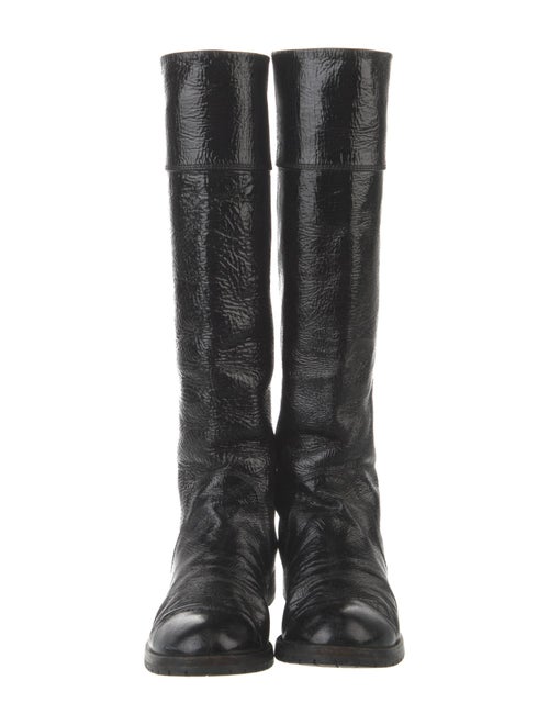 Marc Jacobs Patent Leather Chain-Link Accents Riding Boots