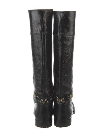 Marc Jacobs Patent Leather Chain-Link Accents Riding Boots