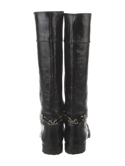 Marc Jacobs Patent Leather Chain-Link Accents Riding Boots