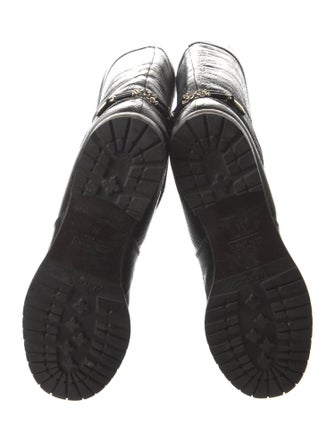 Marc Jacobs Patent Leather Chain-Link Accents Riding Boots