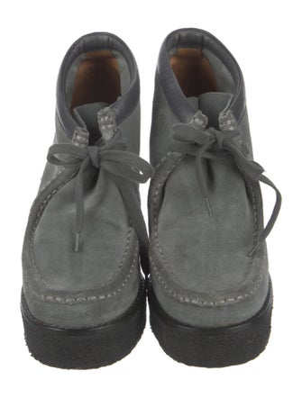 Marc Jacobs Suede Embroidered Accent Lace-Up Boots