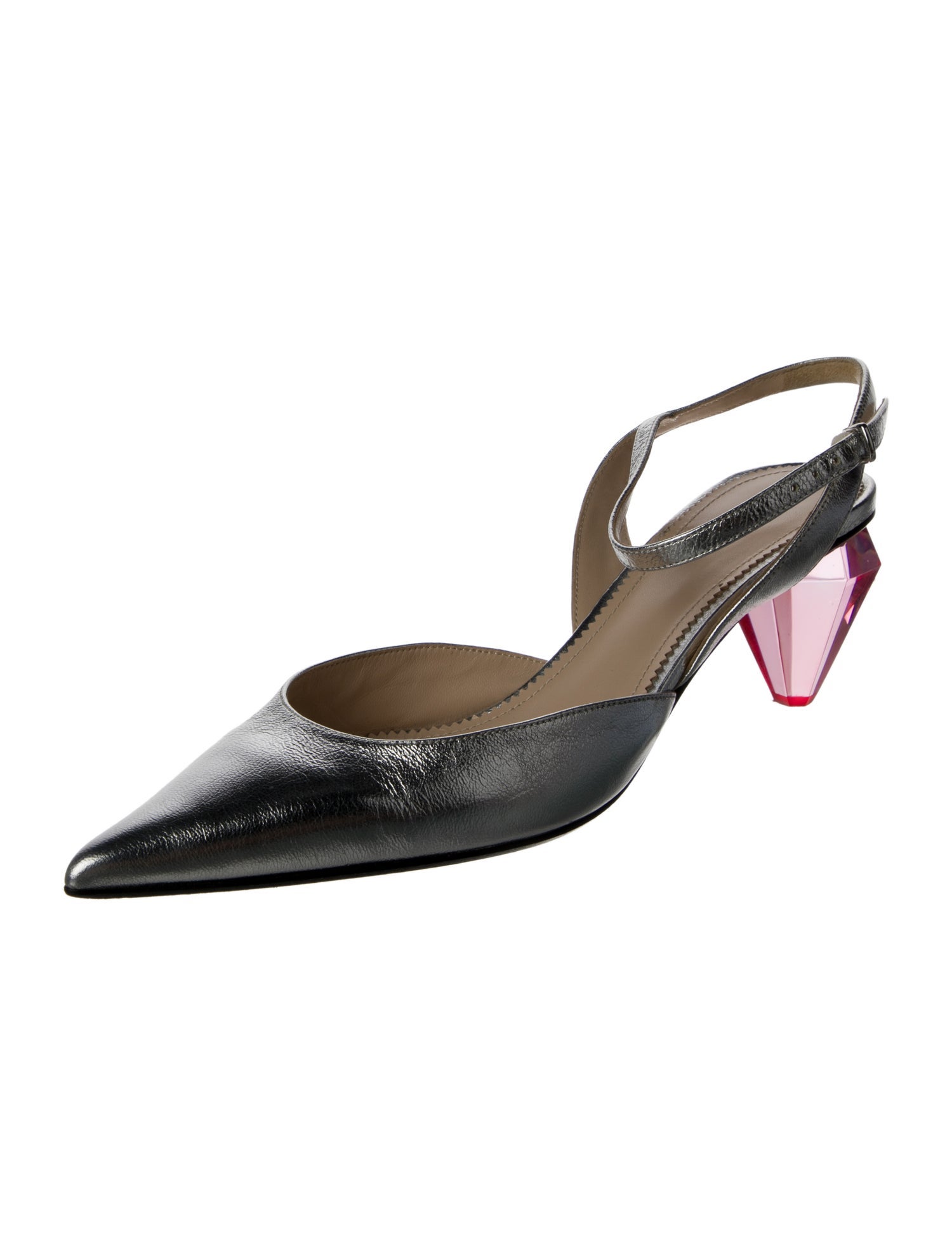 Marc Jacobs Leather Colorblock Pattern Slingback Pumps