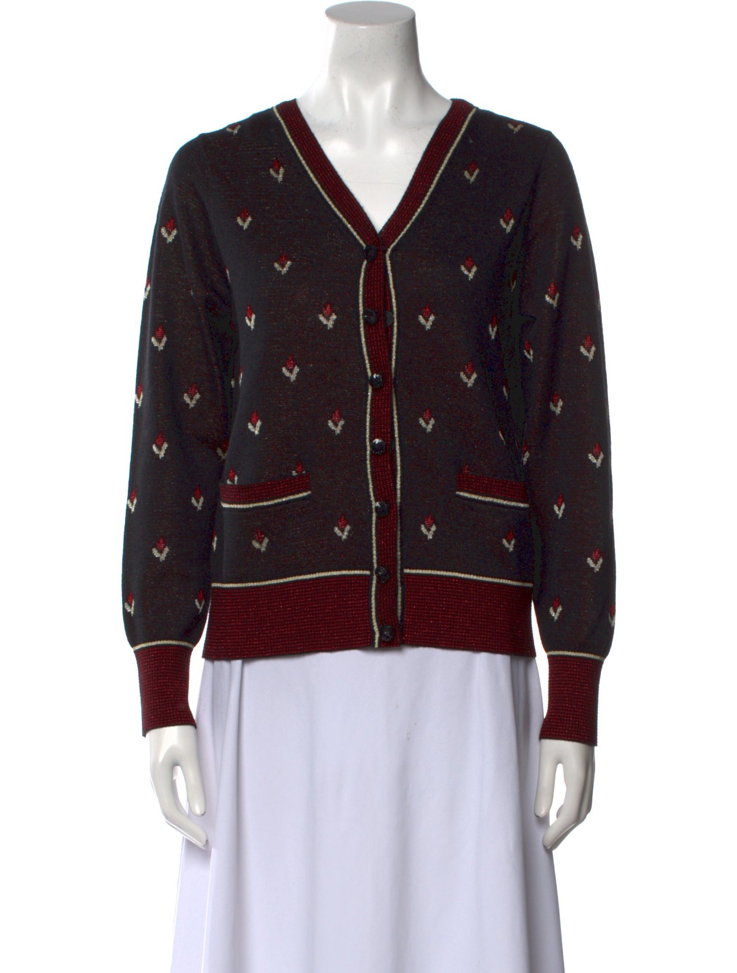 Marc Jacobs Printed V-Neck Sweater